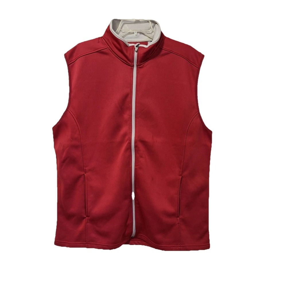The Weather Co Men's Poly-Flex Vest Red Silver‎ Size XL Golf Outdoors Pockets
